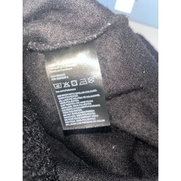 H&M Black Sherpa Half Zip Hoodie Pullover Fleece Jacket Large Cozy Warm - Picture 6 of 8